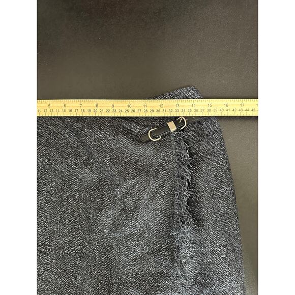 Anne Klein Blue Tweed Skirt Women’s 8P Wool Silk Fringe Buckle Petite - Picture 7 of 9